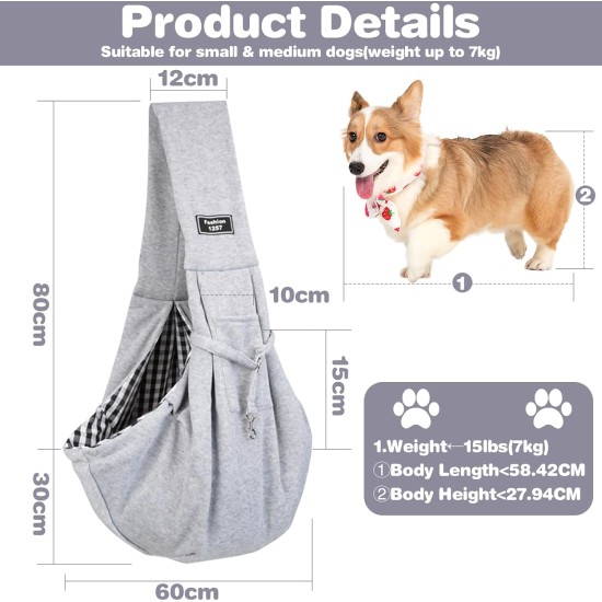 Adjustable Dog Sling Carrier Bag, Dog Carrier, Dog Carrier, Puppy Carrying Capacity up to 7 kg, Comfortable, for Walks and Outdoor Activities Adjustable Dog Sling Carrier Bag, Dog Carrier, Dog Carrier, Puppy Carrying Capacity up to 7 kg, Comfortable, for Walks and Outdoor Activities