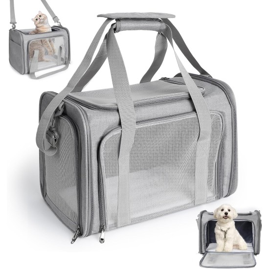 AiQInu Transport Bag Cat Dog Foldable Dog Transport Box with Adjustable Shoulder Strap Load Capacity 3-6 kg for Medium Small Dog Cat Pets on Plane AiQInu Transport Bag Cat Dog Foldable Dog Transport Box with Adjustable Shoulder Strap Load Capacity 3-6 kg for Medium Small Dog Cat Pets on Plane