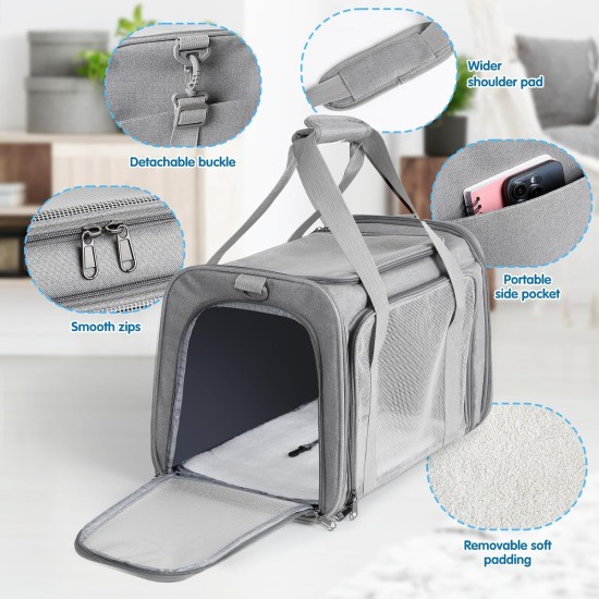AiQInu Transport Bag Cat Dog Foldable Dog Transport Box with Adjustable Shoulder Strap Load Capacity 3-6 kg for Medium Small Dog Cat Pets on Plane AiQInu Transport Bag Cat Dog Foldable Dog Transport Box with Adjustable Shoulder Strap Load Capacity 3-6 kg for Medium Small Dog Cat Pets on Plane