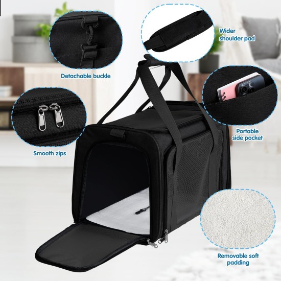 AiQInu Transport Bag Cat Dog Foldable Dog Transport Box with Adjustable Shoulder Strap Load Capacity 3-6 kg for Medium Small Dog Cat Pets on Plane AiQInu Transport Bag Cat Dog Foldable Dog Transport Box with Adjustable Shoulder Strap Load Capacity 3-6 kg for Medium Small Dog Cat Pets on Plane