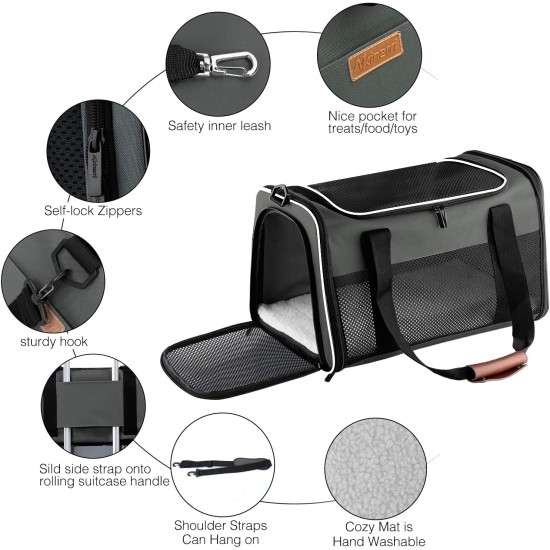 Akinerri Airline Approved Pet Carrier Soft Sided Folding Puppy Cat Carrier Carrier for Small Medium Cats Akinerri Airline Approved Pet Carrier Soft Sided Folding Puppy Cat Carrier Carrier for Small Medium Cats