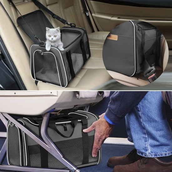 Akinerri Airline Approved Pet Carrier Soft Sided Folding Puppy Cat Carrier Carrier for Small Medium Cats Akinerri Airline Approved Pet Carrier Soft Sided Folding Puppy Cat Carrier Carrier for Small Medium Cats
