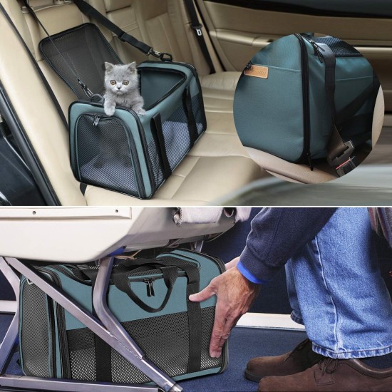 Akinerri Airline Approved Pet Carrier Soft Sided Folding Puppy Cat Carrier Carrier for Small Medium Cats Akinerri Airline Approved Pet Carrier Soft Sided Folding Puppy Cat Carrier Carrier for Small Medium Cats