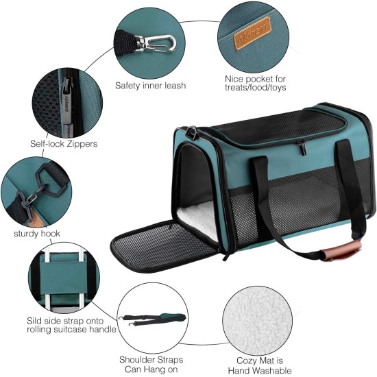 Akinerri Airline Approved Pet Carrier Soft Sided Folding Puppy Cat Carrier Carrier for Small Medium Cats Akinerri Airline Approved Pet Carrier Soft Sided Folding Puppy Cat Carrier Carrier for Small Medium Cats