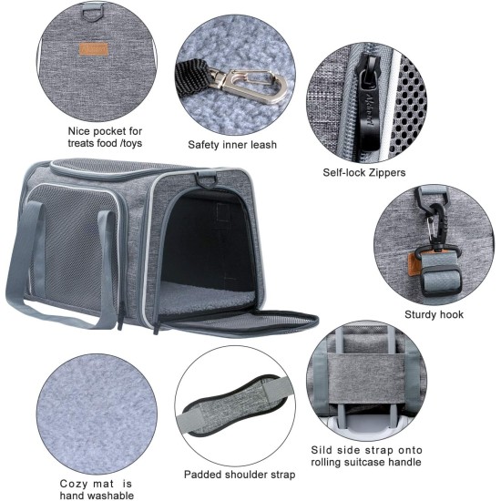 Akinerri Airline Approved Pet Carrier Soft Sided Folding Puppy Cat Carrier Carrier for Small Medium Cats Akinerri Airline Approved Pet Carrier Soft Sided Folding Puppy Cat Carrier Carrier for Small Medium Cats