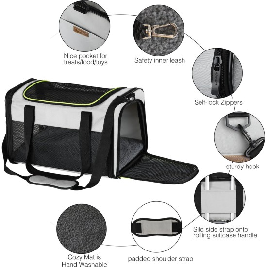 Akinerri Airline Approved Pet Carrier Soft Sided Folding Puppy Cat Carrier Carrier for Small Medium Cats Akinerri Airline Approved Pet Carrier Soft Sided Folding Puppy Cat Carrier Carrier for Small Medium Cats
