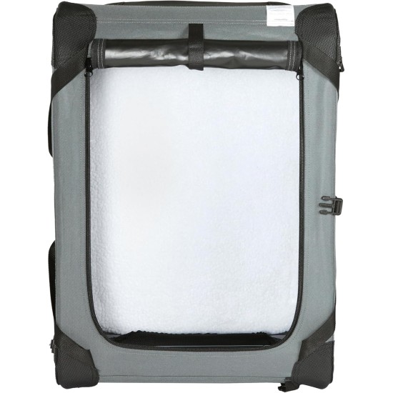 Amazon Basics Portable Folding Travel Kennel with Soft Sides and 4 Doors Large for Cats, Dogs, Rabbits and Other Small Animals, Grey, L 91 x W 61 x H 61 cm Amazon Basics Portable Folding Travel Kennel with Soft Sides and 4 Doors Large for Cats, Dogs, Rabbits and Other Small Animals, Grey, L 91 x W 61 x H 61 cm