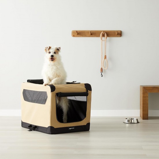 Amazon Basics Portable Folding Travel Kennel with Soft Sides and 4 Doors Large for Cats, Dogs, Rabbits and Other Small Animals, Grey, L 91 x W 61 x H 61 cm Amazon Basics Portable Folding Travel Kennel with Soft Sides and 4 Doors Large for Cats, Dogs, Rabbits and Other Small Animals, Grey, L 91 x W 61 x H 61 cm