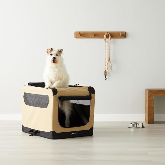 Amazon Basics Portable Folding Travel Kennel with Soft Sides and 4 Doors Large for Cats, Dogs, Rabbits and Other Small Animals, Grey, L 91 x W 61 x H 61 cm Amazon Basics Portable Folding Travel Kennel with Soft Sides and 4 Doors Large for Cats, Dogs, Rabbits and Other Small Animals, Grey, L 91 x W 61 x H 61 cm