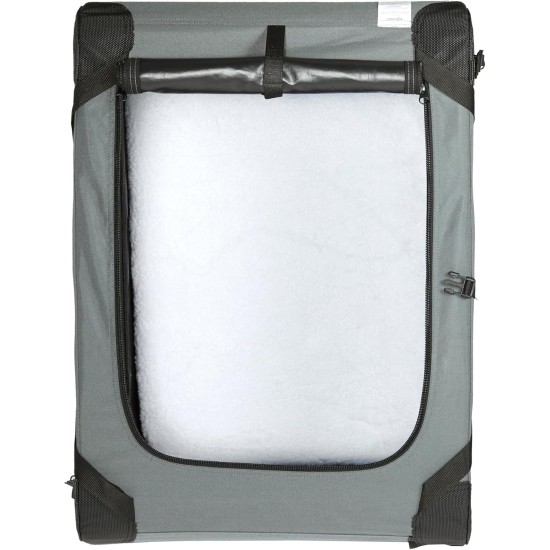 Amazon Basics Portable Folding Travel Kennel with Soft Sides and 4 Doors Large for Cats, Dogs, Rabbits and Other Small Animals, Grey, L 91 x W 61 x H 61 cm Amazon Basics Portable Folding Travel Kennel with Soft Sides and 4 Doors Large for Cats, Dogs, Rabbits and Other Small Animals, Grey, L 91 x W 61 x H 61 cm