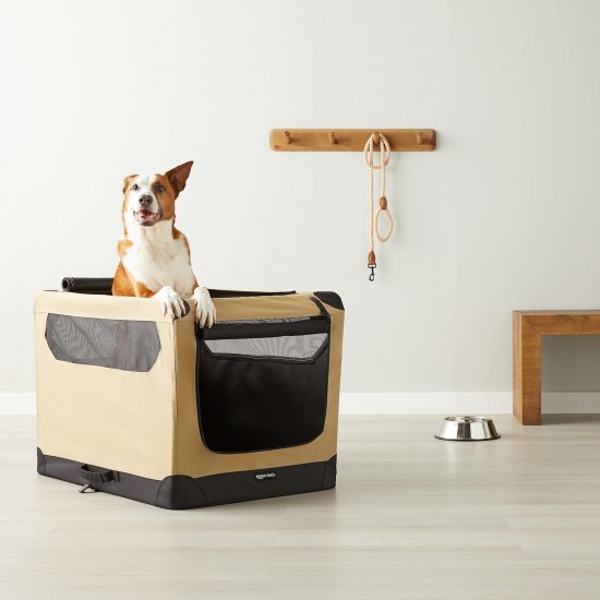 Amazon Basics Portable Folding Travel Kennel with Soft Sides and 4 Doors Large for Cats, Dogs, Rabbits and Other Small Animals, Grey, L 91 x W 61 x H 61 cm Amazon Basics Portable Folding Travel Kennel with Soft Sides and 4 Doors Large for Cats, Dogs, Rabbits and Other Small Animals, Grey, L 91 x W 61 x H 61 cm