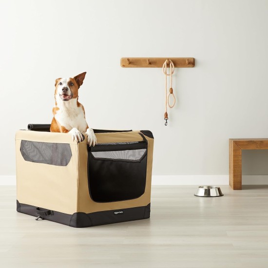 Amazon Basics Portable Folding Travel Kennel with Soft Sides and 4 Doors Large for Cats, Dogs, Rabbits and Other Small Animals, Grey, L 91 x W 61 x H 61 cm Amazon Basics Portable Folding Travel Kennel with Soft Sides and 4 Doors Large for Cats, Dogs, Rabbits and Other Small Animals, Grey, L 91 x W 61 x H 61 cm