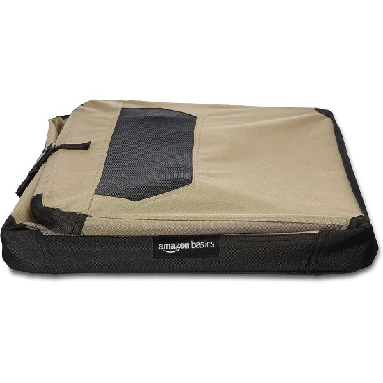 Amazon Basics Portable Folding Travel Kennel with Soft Sides and 4 Doors Large for Cats, Dogs, Rabbits and Other Small Animals, Grey, L 91 x W 61 x H 61 cm Amazon Basics Portable Folding Travel Kennel with Soft Sides and 4 Doors Large for Cats, Dogs, Rabbits and Other Small Animals, Grey, L 91 x W 61 x H 61 cm