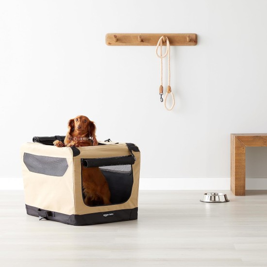 Amazon Basics Portable Folding Travel Kennel with Soft Sides and 4 Doors Large for Cats, Dogs, Rabbits and Other Small Animals, Grey, L 91 x W 61 x H 61 cm Amazon Basics Portable Folding Travel Kennel with Soft Sides and 4 Doors Large for Cats, Dogs, Rabbits and Other Small Animals, Grey, L 91 x W 61 x H 61 cm