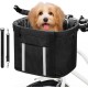 Anzome Foldable Bicycle Basket for Small Pets Cat Dog Removable Bicycle Handlebar Basket Quick Release Easy Installation Removable Bike Bag Mountain Picnic Shopping, m, Black