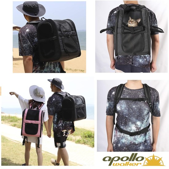 Apollo Walker Pet Carrier Backpack for Large/Small Cats and Dogs, Puppies, Safety Features and Pillow Back Support for Travel, Hiking, Outdoor (Black) Apollo Walker Pet Carrier Backpack for Large/Small Cats and Dogs, Puppies, Safety Features and Pillow Back Support for Travel, Hiking, Outdoor (Black)