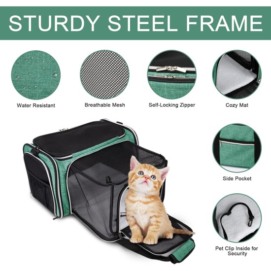 BAGLHER Cat Carrier Airline Approved Soft Side Pet Travel 5 Sides Open Doors 3 Sides Expandable Foldable Dog Carrier with Fleece Pad BAGLHER Cat Carrier Airline Approved Soft Side Pet Travel 5 Sides Open Doors 3 Sides Expandable Foldable Dog Carrier with Fleece Pad
