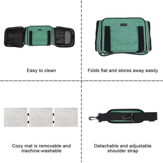 BAGLHER Cat Carrier Airline Approved Soft Side Pet Travel 5 Sides Open Doors 3 Sides Expandable Foldable Dog Carrier with Fleece Pad BAGLHER Cat Carrier Airline Approved Soft Side Pet Travel 5 Sides Open Doors 3 Sides Expandable Foldable Dog Carrier with Fleece Pad
