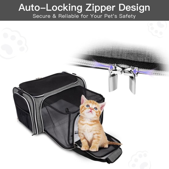 BAGLHER Cat Carrier Airline Approved Soft Side Pet Travel 5 Sides Open Doors 3 Sides Expandable Foldable Dog Carrier with Fleece Pad BAGLHER Cat Carrier Airline Approved Soft Side Pet Travel 5 Sides Open Doors 3 Sides Expandable Foldable Dog Carrier with Fleece Pad