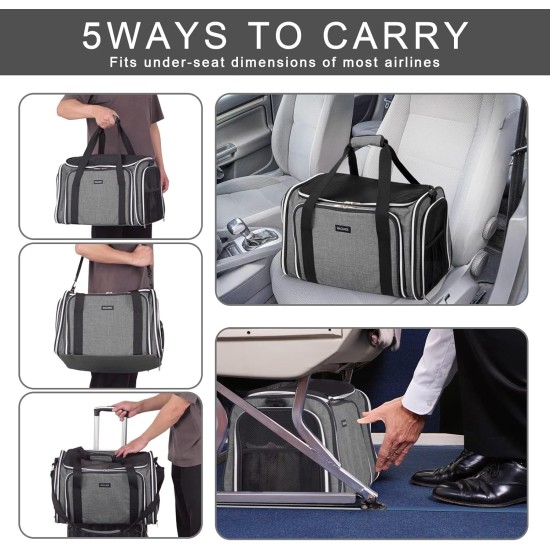 BAGLHER Cat Carrier Airline Approved Soft Side Pet Travel 5 Sides Open Doors 3 Sides Expandable Foldable Dog Carrier with Fleece Pad BAGLHER Cat Carrier Airline Approved Soft Side Pet Travel 5 Sides Open Doors 3 Sides Expandable Foldable Dog Carrier with Fleece Pad