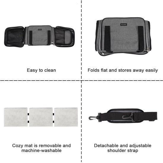 BAGLHER Cat Carrier Airline Approved Soft Side Pet Travel 5 Sides Open Doors 3 Sides Expandable Foldable Dog Carrier with Fleece Pad BAGLHER Cat Carrier Airline Approved Soft Side Pet Travel 5 Sides Open Doors 3 Sides Expandable Foldable Dog Carrier with Fleece Pad