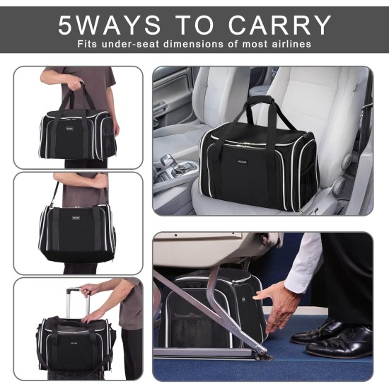 BAGLHER Cat Carrier Airline Approved Soft Side Pet Travel 5 Sides Open Doors 3 Sides Expandable Foldable Dog Carrier with Fleece Pad BAGLHER Cat Carrier Airline Approved Soft Side Pet Travel 5 Sides Open Doors 3 Sides Expandable Foldable Dog Carrier with Fleece Pad