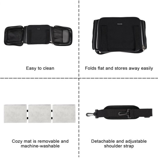 BAGLHER Cat Carrier Airline Approved Soft Side Pet Travel 5 Sides Open Doors 3 Sides Expandable Foldable Dog Carrier with Fleece Pad BAGLHER Cat Carrier Airline Approved Soft Side Pet Travel 5 Sides Open Doors 3 Sides Expandable Foldable Dog Carrier with Fleece Pad