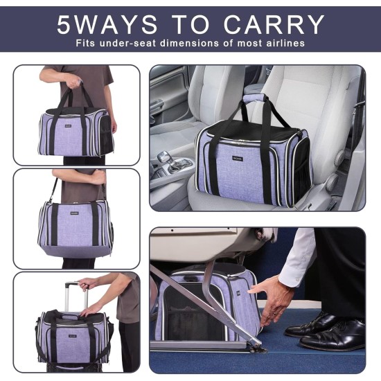 BAGLHER Cat Carrier Airline Approved Soft Side Pet Travel 5 Sides Open Doors 3 Sides Expandable Foldable Dog Carrier with Fleece Pad BAGLHER Cat Carrier Airline Approved Soft Side Pet Travel 5 Sides Open Doors 3 Sides Expandable Foldable Dog Carrier with Fleece Pad