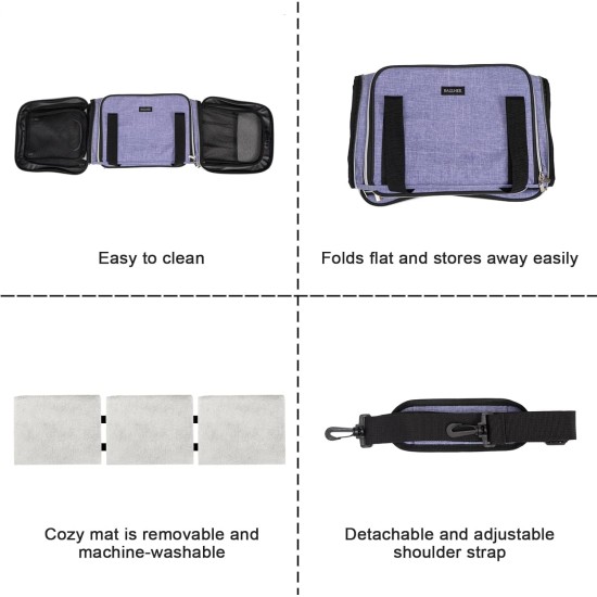 BAGLHER Cat Carrier Airline Approved Soft Side Pet Travel 5 Sides Open Doors 3 Sides Expandable Foldable Dog Carrier with Fleece Pad BAGLHER Cat Carrier Airline Approved Soft Side Pet Travel 5 Sides Open Doors 3 Sides Expandable Foldable Dog Carrier with Fleece Pad