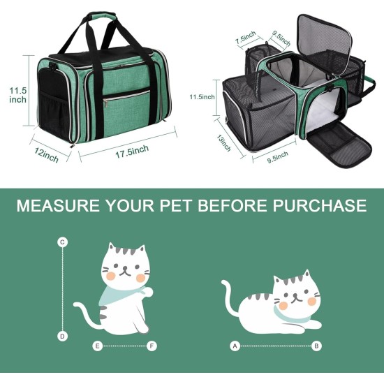 BAGLHER Cat Carrier Airline Approved Soft Side Pet Travel 5 Sides Open Doors 3 Sides Expandable Foldable Dog Carrier with Fleece Pad BAGLHER Cat Carrier Airline Approved Soft Side Pet Travel 5 Sides Open Doors 3 Sides Expandable Foldable Dog Carrier with Fleece Pad