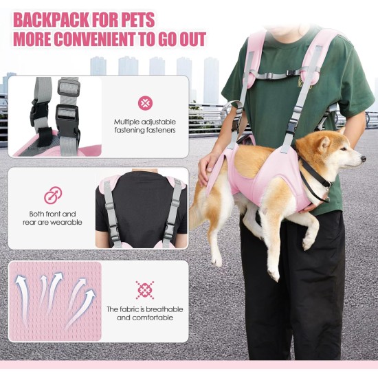 BT Bear Dog Carrier Sling Portable Outdoor Backpack Emergency Backpack Pet Carrier for Elderly Dogs, Joint Injuries, Arthritis, Stair Climbing and Descending, Paralysis, Pink, M BT Bear Dog Carrier Sling Portable Outdoor Backpack Emergency Backpack Pet Carrier for Elderly Dogs, Joint Injuries, Arthritis, Stair Climbing and Descending, Paralysis, Pink, M
