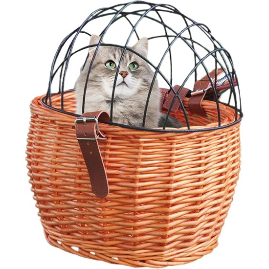 Bicycle Basket Front with Grille, Bicycle Pet Basket, Pet Seat for Pannier Rack Made of Willow Natural Animal Basket Rear Wheel Basket Dog Basket for Bicycle Pet Carrier Cycling Accessories Bicycle Basket Front with Grille, Bicycle Pet Basket, Pet Seat for Pannier Rack Made of Willow Natural Animal Basket Rear Wheel Basket Dog Basket for Bicycle Pet Carrier Cycling Accessories