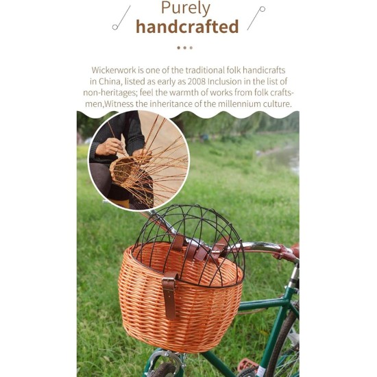 Bicycle Basket Front with Grille, Bicycle Pet Basket, Pet Seat for Pannier Rack Made of Willow Natural Animal Basket Rear Wheel Basket Dog Basket for Bicycle Pet Carrier Cycling Accessories Bicycle Basket Front with Grille, Bicycle Pet Basket, Pet Seat for Pannier Rack Made of Willow Natural Animal Basket Rear Wheel Basket Dog Basket for Bicycle Pet Carrier Cycling Accessories