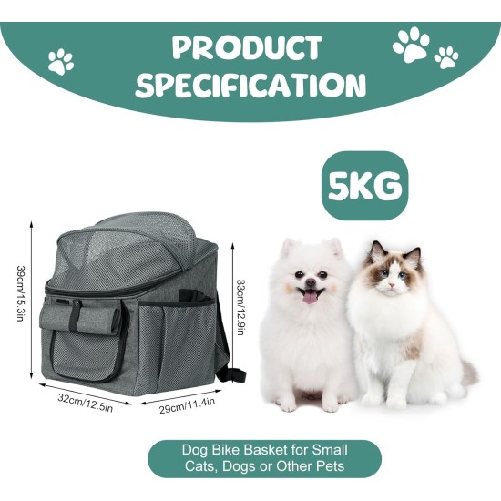 Bicycle Basket for Dogs, Bicycle Bag for Pets, Dog Basket Bicycle Front 5 kg, Breathable Dog Bicycle Basket Front, Foldable Front Bicycle Basket for Dogs with Handlebar Adapter for Outdoor Riding Bicycle Basket for Dogs, Bicycle Bag for Pets, Dog Basket Bicycle Front 5 kg, Breathable Dog Bicycle Basket Front, Foldable Front Bicycle Basket for Dogs with Handlebar Adapter for Outdoor Riding