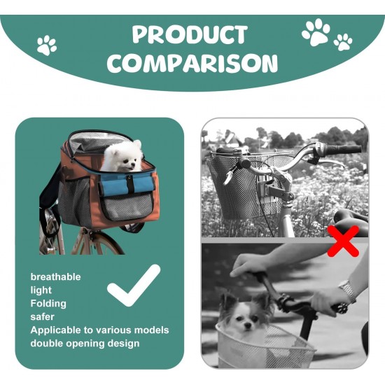 Bicycle Basket for Dogs, Bicycle Bag for Pets, Foldable Front Bicycle Basket for Dogs, 2-in-1 Foldable Dog Basket, Dog Backpack with Handlebar Adapter for Small Pets (Load Capacity 5 kg) (Black) Bicycle Basket for Dogs, Bicycle Bag for Pets, Foldable Front Bicycle Basket for Dogs, 2-in-1 Foldable Dog Basket, Dog Backpack with Handlebar Adapter for Small Pets (Load Capacity 5 kg) (Black)