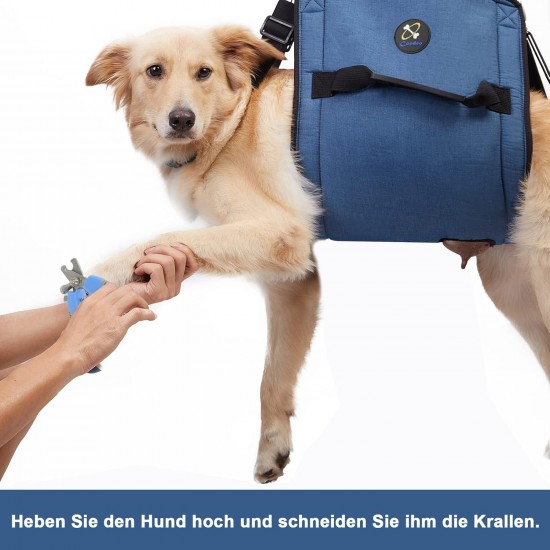 COODEO Dog Carrier Strap, Emergency Backpack Support for Rehabilitation Dog Lift Harness, Dog Carrier for Elderly Dogs, Joint Injuries, Arthritis, Up Stairs (XL, Blue) COODEO Dog Carrier Strap, Emergency Backpack Support for Rehabilitation Dog Lift Harness, Dog Carrier for Elderly Dogs, Joint Injuries, Arthritis, Up Stairs (XL, Blue)