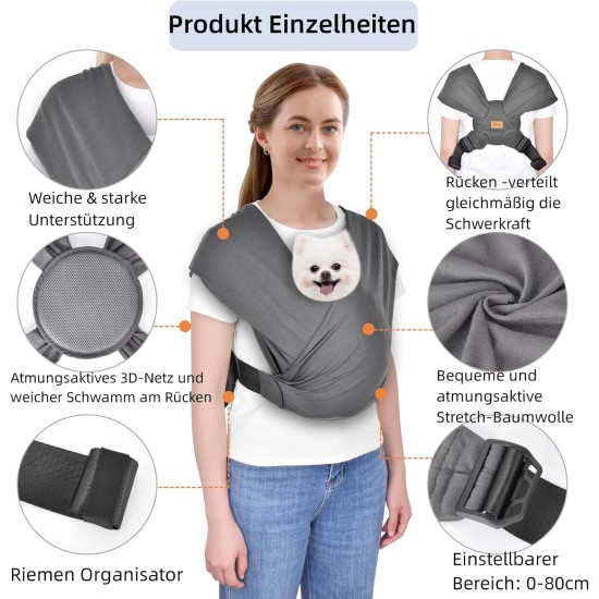 CUBY Dog Carrier Bag, Forward Facing Backpack Carrier Shoulder to Reduce Back Pain, Hands-Free and Adjustable Puppy Sling (Dark Grey) CUBY Dog Carrier Bag, Forward Facing Backpack Carrier Shoulder to Reduce Back Pain, Hands-Free and Adjustable Puppy Sling (Dark Grey)