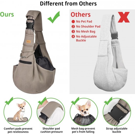 CUBY Dog Carrier Bag, Summer Sling Dogs, Hands-Free Breathable Mesh Adjustable for Small Dogs and Cats (Adjustable Shoulder Strap, Brown) CUBY Dog Carrier Bag, Summer Sling Dogs, Hands-Free Breathable Mesh Adjustable for Small Dogs and Cats (Adjustable Shoulder Strap, Brown)