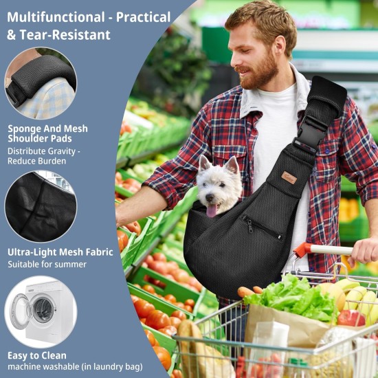 CUBY Dog Carrier, Sling Dogs, Hands-Free Breathable Mesh Adjustable for Small Dogs and Cats (Adjustable Shoulder Strap, Brown) CUBY Dog Carrier, Sling Dogs, Hands-Free Breathable Mesh Adjustable for Small Dogs and Cats (Adjustable Shoulder Strap, Brown)