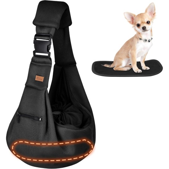 CUBY Dog Carrier, Sling Dogs, Hands-Free Breathable Mesh Adjustable for Small Dogs and Cats (Adjustable Shoulder Strap, Brown) CUBY Dog Carrier, Sling Dogs, Hands-Free Breathable Mesh Adjustable for Small Dogs and Cats (Adjustable Shoulder Strap, Brown)