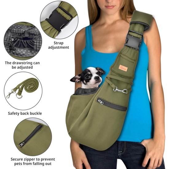 CUBY Dog Carrier, Sling Dogs, Hands-Free Breathable Mesh Adjustable for Small Dogs and Cats (Adjustable Shoulder Strap, Brown) CUBY Dog Carrier, Sling Dogs, Hands-Free Breathable Mesh Adjustable for Small Dogs and Cats (Adjustable Shoulder Strap, Brown)