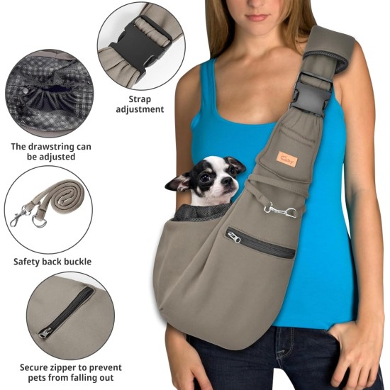 CUBY Dog Carrier, Sling Dogs, Hands-Free Breathable Mesh Adjustable for Small Dogs and Cats (Adjustable Shoulder Strap, Brown) CUBY Dog Carrier, Sling Dogs, Hands-Free Breathable Mesh Adjustable for Small Dogs and Cats (Adjustable Shoulder Strap, Brown)