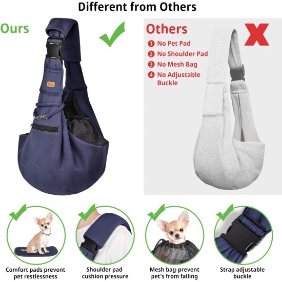 CUBY Dog Carrier, Sling Dogs, Hands-Free Breathable Mesh Adjustable for Small Dogs and Cats (Adjustable Shoulder Strap, Brown) CUBY Dog Carrier, Sling Dogs, Hands-Free Breathable Mesh Adjustable for Small Dogs and Cats (Adjustable Shoulder Strap, Brown)