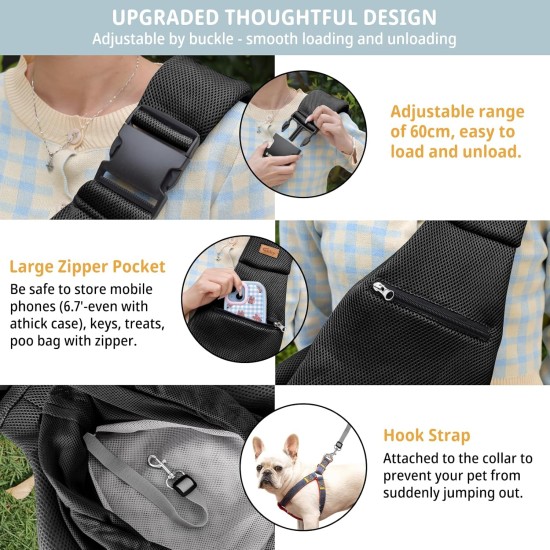 CUBY Dog Carrier, Sling Dogs, Hands-Free Breathable Mesh Adjustable for Small Dogs and Cats (Adjustable Shoulder Strap, Brown) CUBY Dog Carrier, Sling Dogs, Hands-Free Breathable Mesh Adjustable for Small Dogs and Cats (Adjustable Shoulder Strap, Brown)