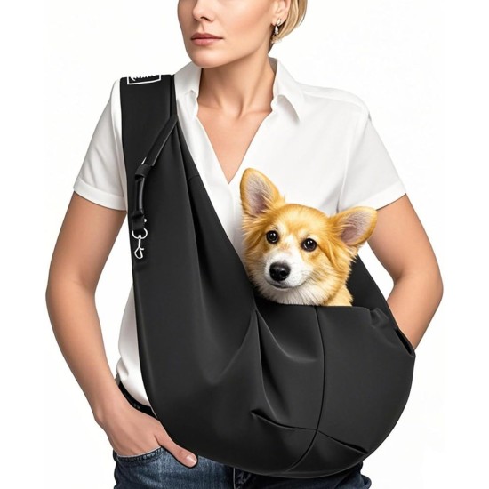 CUEMOON Dog Travel Bag for Walking and Outdoors, for Dog/Cat up to 7.5 kg, Black CUEMOON Dog Travel Bag for Walking and Outdoors, for Dog/Cat up to 7.5 kg, Black