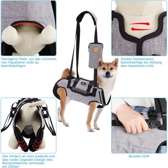 Carrying Aid Harness, Lifting Harness for Medium Dogs, Sling for Medium Dogs, Full Body Harness, Dog Carry Bag with Shoulder Strap, Soft, Waterproof, Adjustable, Grey, XL Carrying Aid Harness, Lifting Harness for Medium Dogs, Sling for Medium Dogs, Full Body Harness, Dog Carry Bag with Shoulder Strap, Soft, Waterproof, Adjustable, Grey, XL