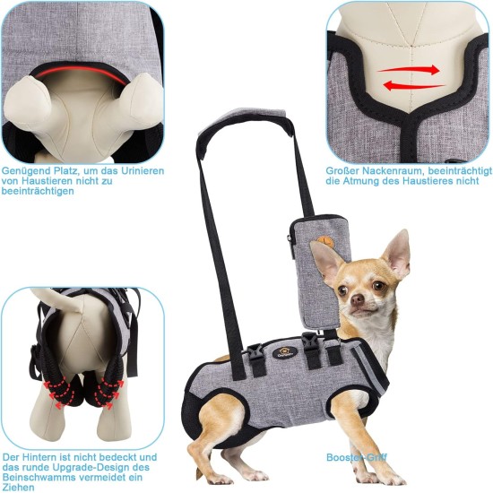Carrying Aid Harness, Lifting Harness for Medium Dogs, Sling for Medium Dogs, Full Body Harness, Dog Carry Bag with Shoulder Strap, Soft, Waterproof, Adjustable, Grey, XL Carrying Aid Harness, Lifting Harness for Medium Dogs, Sling for Medium Dogs, Full Body Harness, Dog Carry Bag with Shoulder Strap, Soft, Waterproof, Adjustable, Grey, XL