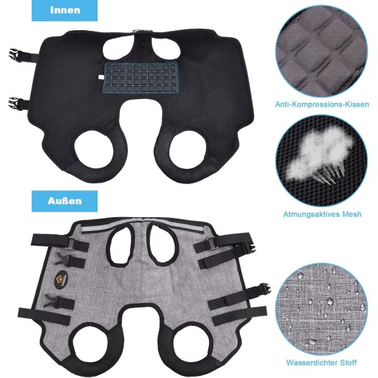 Carrying Aid Harness, Lifting Harness for Medium Dogs, Sling for Medium Dogs, Full Body Harness, Dog Carry Bag with Shoulder Strap, Soft, Waterproof, Adjustable, Grey, XL Carrying Aid Harness, Lifting Harness for Medium Dogs, Sling for Medium Dogs, Full Body Harness, Dog Carry Bag with Shoulder Strap, Soft, Waterproof, Adjustable, Grey, XL