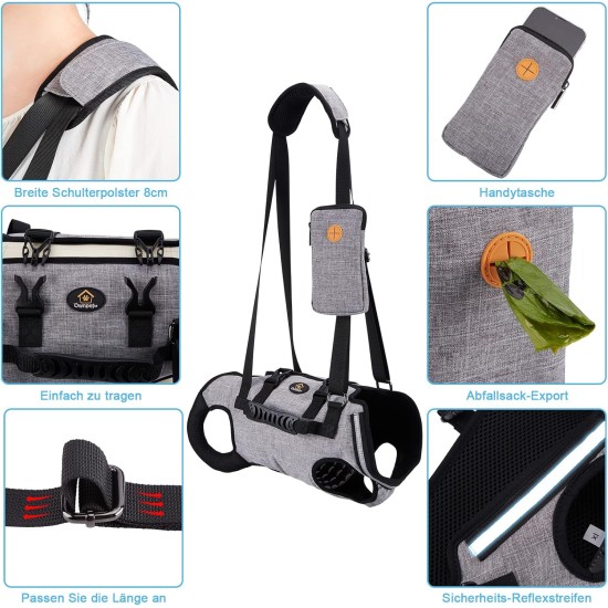 Carrying Aid Harness, Lifting Harness for Medium Dogs, Sling for Medium Dogs, Full Body Harness, Dog Carry Bag with Shoulder Strap, Soft, Waterproof, Adjustable, Grey, XL Carrying Aid Harness, Lifting Harness for Medium Dogs, Sling for Medium Dogs, Full Body Harness, Dog Carry Bag with Shoulder Strap, Soft, Waterproof, Adjustable, Grey, XL