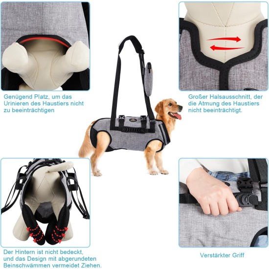 Carrying Aid Harness, Lifting Harness for Medium Dogs, Sling for Medium Dogs, Full Body Harness, Dog Carry Bag with Shoulder Strap, Soft, Waterproof, Adjustable, Grey, XL Carrying Aid Harness, Lifting Harness for Medium Dogs, Sling for Medium Dogs, Full Body Harness, Dog Carry Bag with Shoulder Strap, Soft, Waterproof, Adjustable, Grey, XL